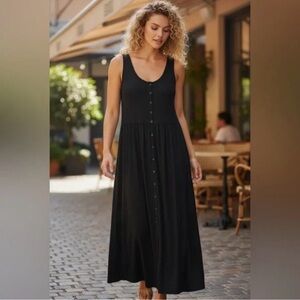 Frye Black Sleeveless Button-Front Maxi Dress